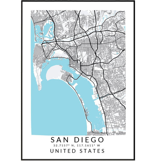 San Diego Minimalist Maps - 98typesAmerica Maps