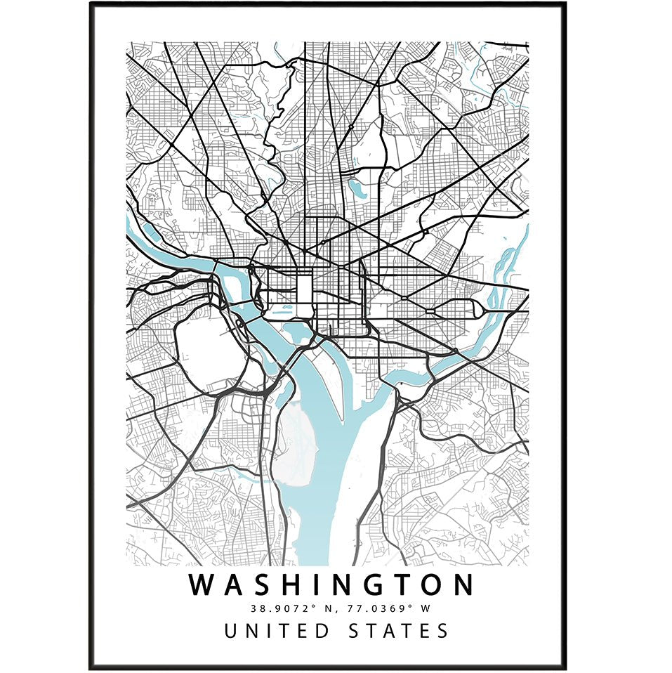 Washington, D.C Street Map Print - 98typesAmerica Maps