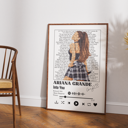 Ariana Grande Into You song lyric print UK — Dangerous Woman pop music wall art 260gsm printed in England Camden Market