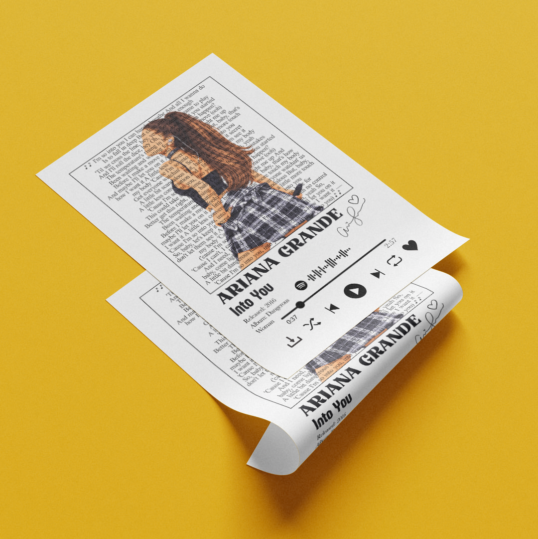 Ariana Grande Into You song lyric print UK — Dangerous Woman pop music wall art 260gsm printed in England Camden Market