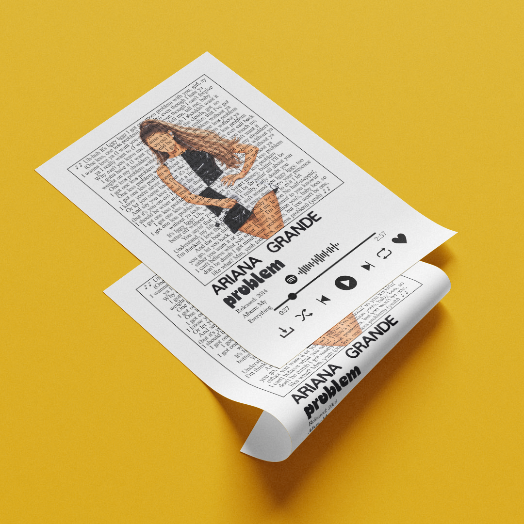 Ariana Grande Problem song lyric print UK — Iggy Azalea My Everything UK number one pop wall art 260gsm printed in England Camden Market