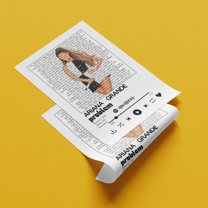 Ariana Grande Problem song lyric print UK — Iggy Azalea My Everything UK number one pop wall art 260gsm printed in England Camden Market