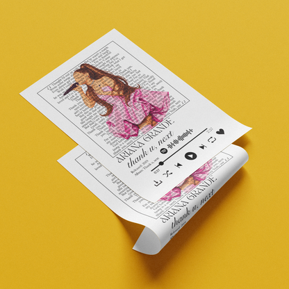 Ariana Grande Thank U Next song lyric print UK — self love anthem UK number one pop wall art 260gsm printed in England Camden Market