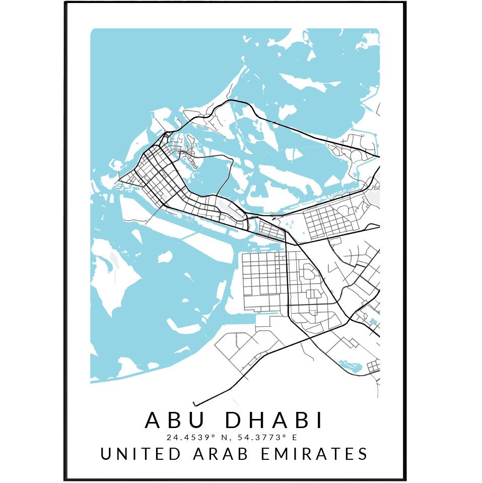 Abu Dhabi United Arab Emirates Map Print - 98typesAsia Maps