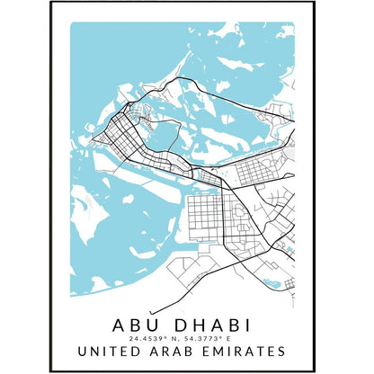 Abu Dhabi United Arab Emirates Map Print - 98typesAsia Maps