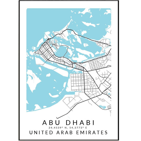 Abu Dhabi United Arab Emirates Map Print - 98typesAsia Maps