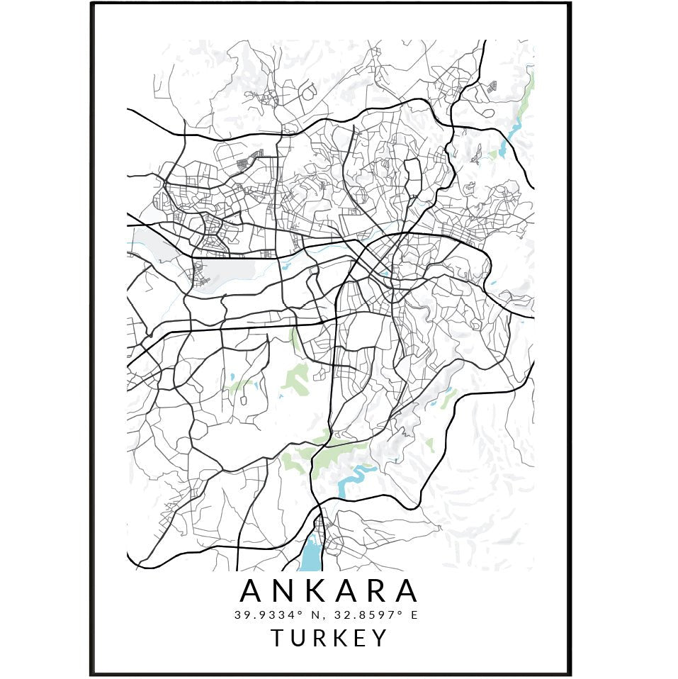 Ankara Turkey Map Print - 98typesAsia Maps