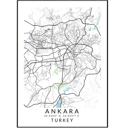 Ankara Turkey Map Print - 98typesAsia Maps