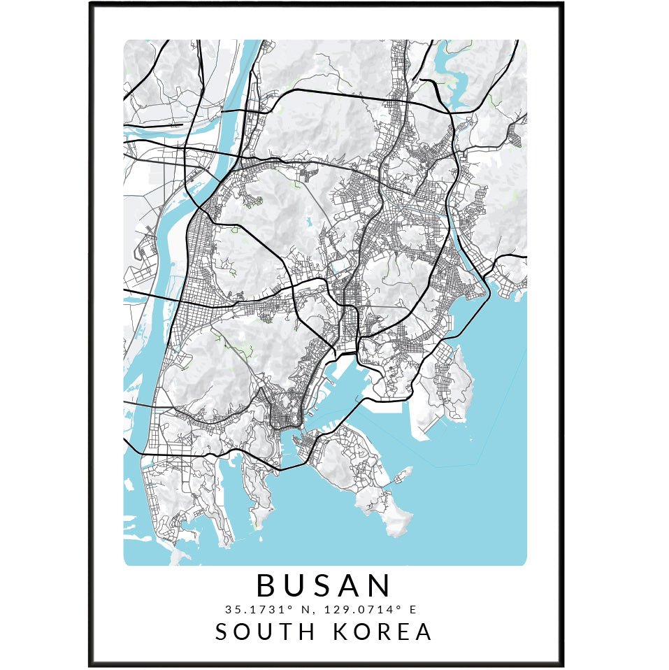 Busan South Korea Map Print - 98typesAsia Maps