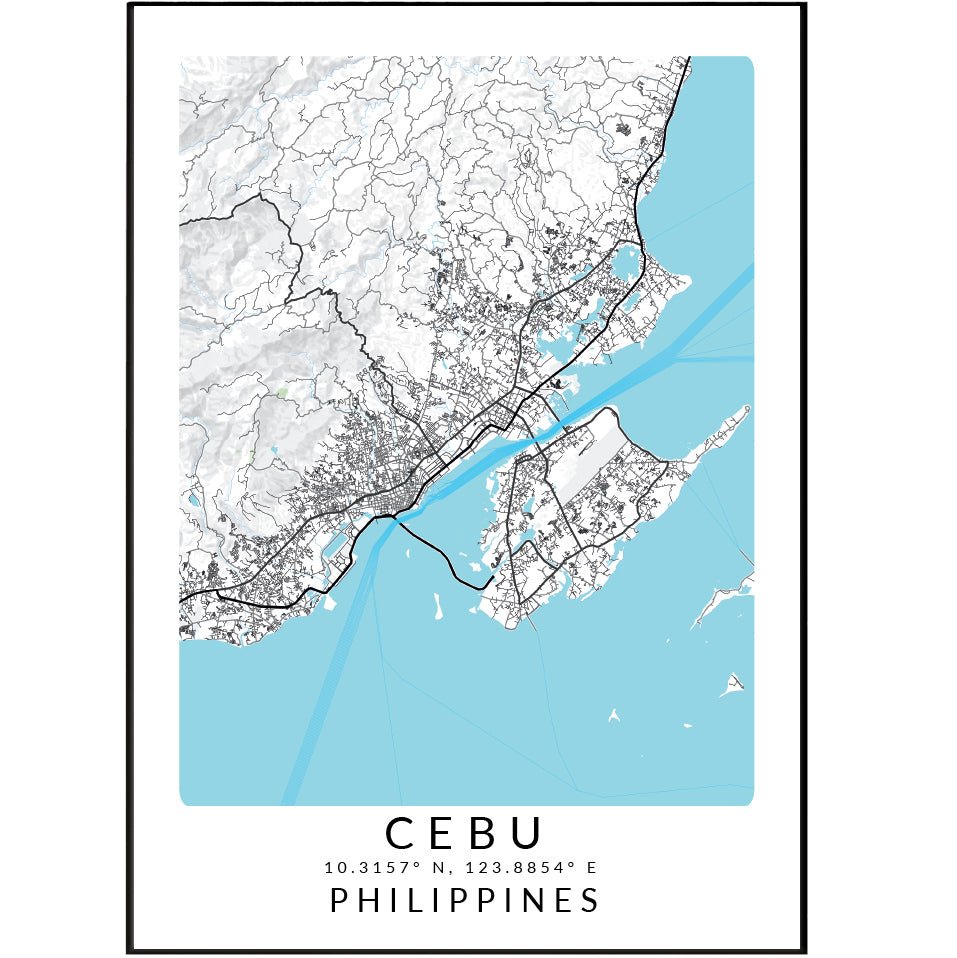 Cebu Philippines Map Print - 98typesAsia Maps