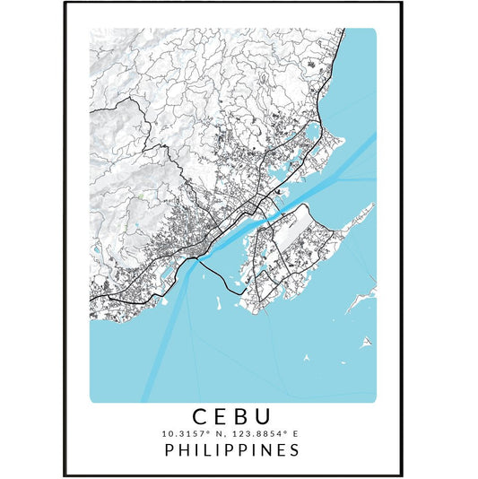 Cebu Philippines Map Print - 98typesAsia Maps