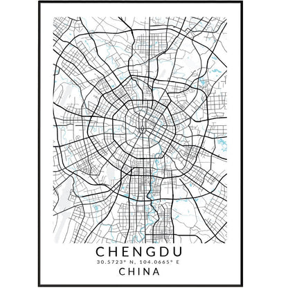 Chengdu China Map Print - 98typesAsia Maps