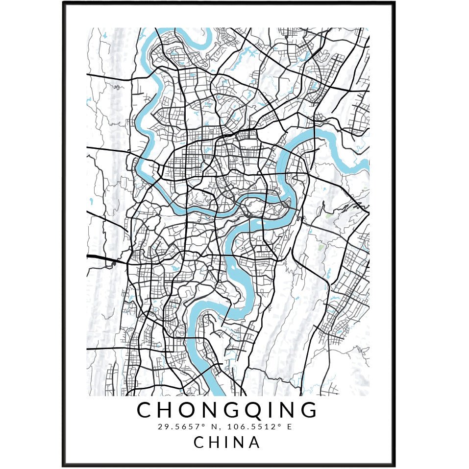 Chongqing China Map Print - 98typesAsia Maps