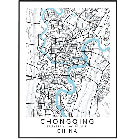 Chongqing China Map Print - 98typesAsia Maps