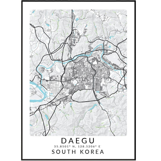 Daegu South Korea Map Print - 98typesAsia Maps