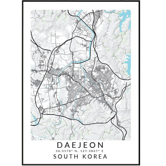 Daejeon South Korea Map Print - 98typesAsia Maps