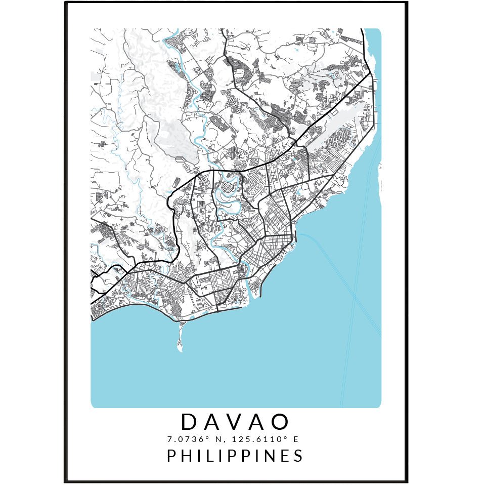 Davao Philippines Map Print - 98typesAsia Maps