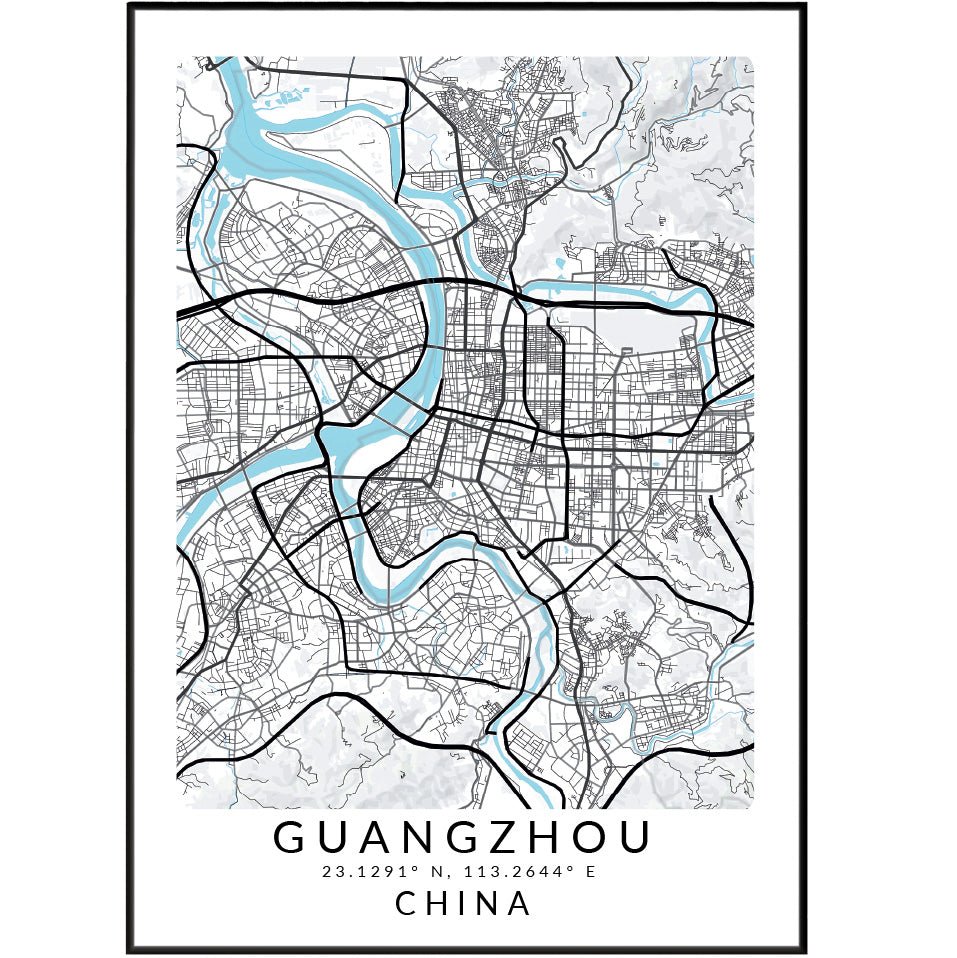 Guangzhou China Map Print - 98typesAsia Maps