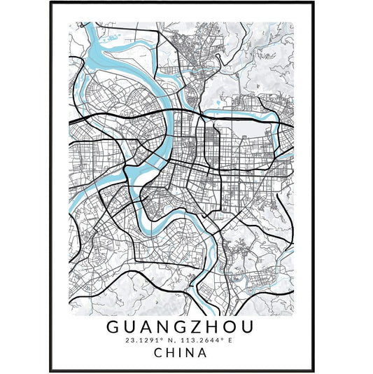 Guangzhou China Map Print - 98typesAsia Maps