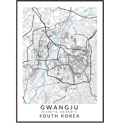 Gwangju South Korea Map Print - 98typesAsia Maps