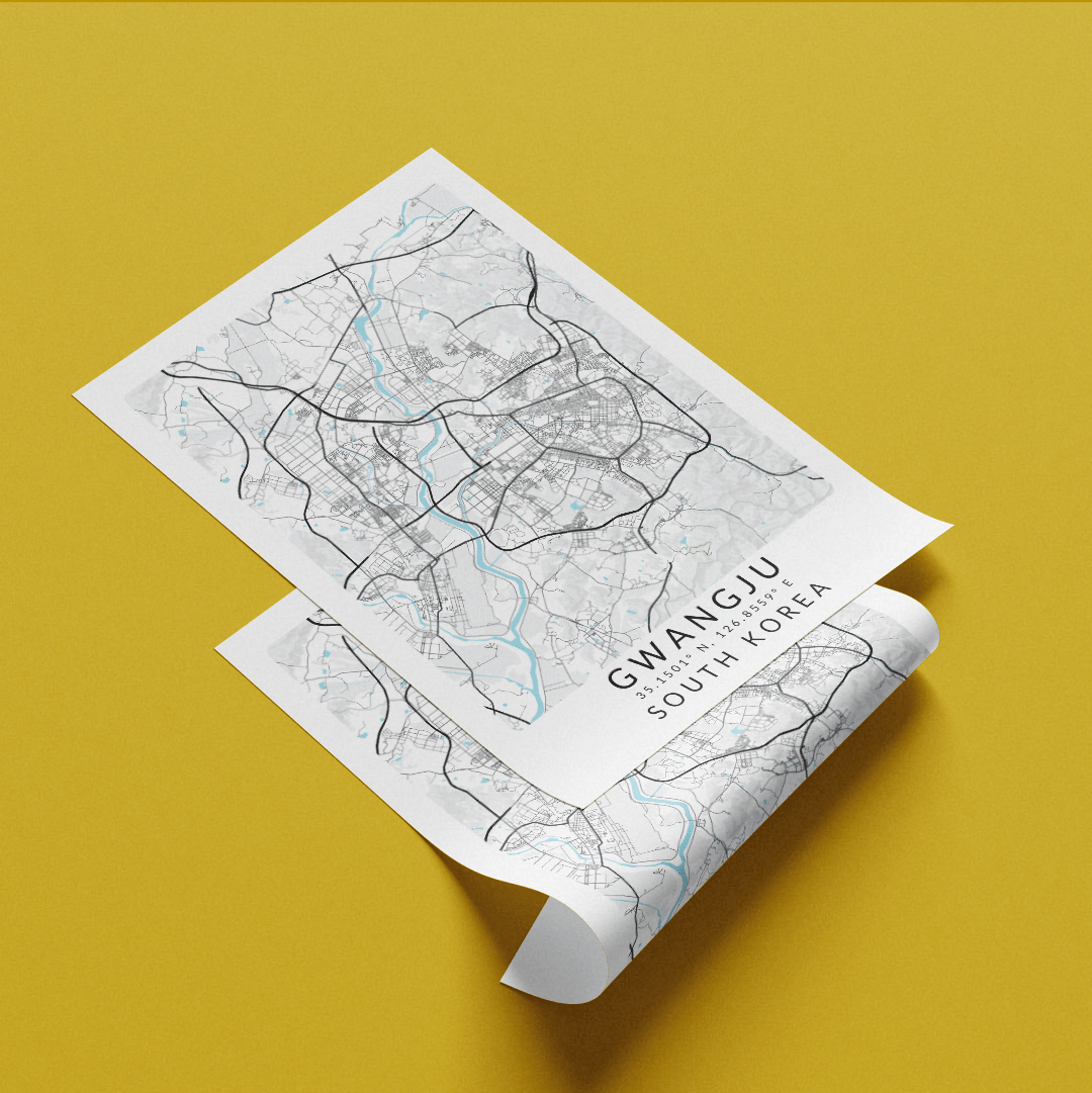 Gwangju South Korea Map Print - 98typesAsia Maps