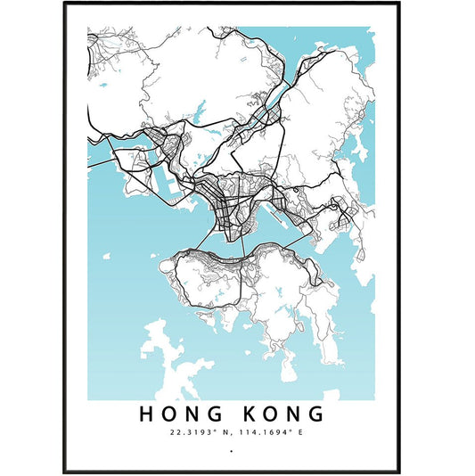 Hong Kong City Map Print - 98typesAsia Maps