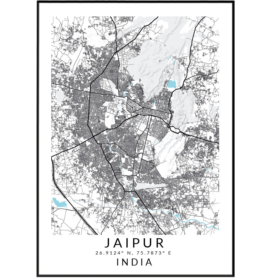 Jaipur India Map Print - 98typesAsia Maps