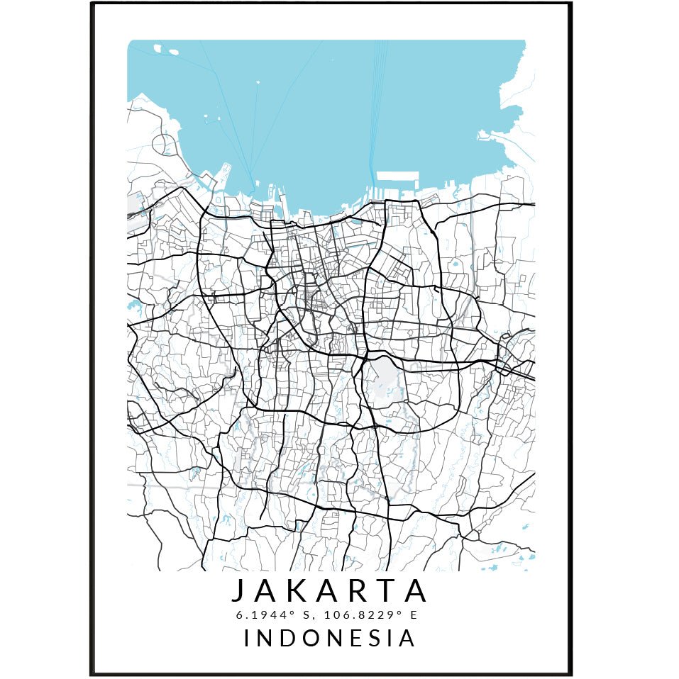 Jakarta Indonesia Map Print - 98typesAsia Maps