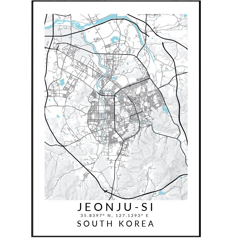 Jeonju - si South Korea Map Print - 98typesAsia Maps