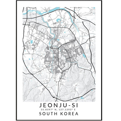 Jeonju - si South Korea Map Print - 98typesAsia Maps