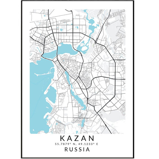 Kazan Russia Map Print - 98typesAsia Maps