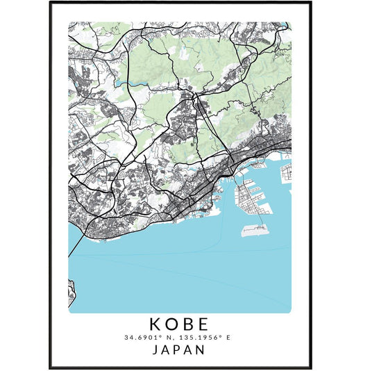 Kobe Japan Map Print - 98typesAsia Maps