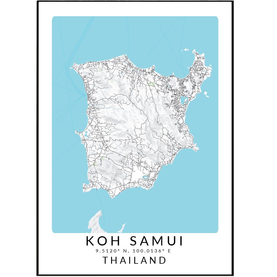 Koh Samui Thailand Map Print - 98typesAsia Maps