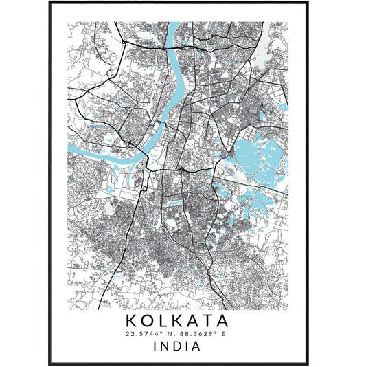 Kolkata India Map Print - 98typesAsia Maps