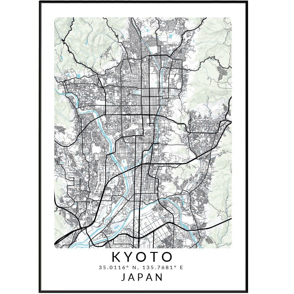 Kyoto Japan Map Print - 98typesAsia Maps