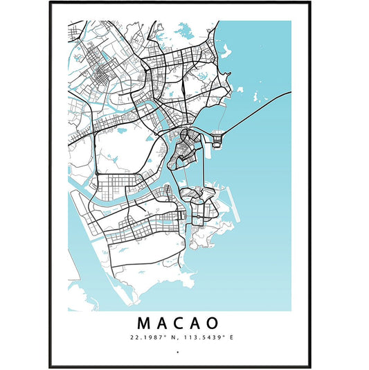 Macao City Street Map Print - 98typesAsia Maps