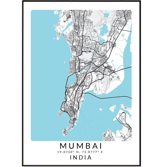 Mumbai India Map Print - 98typesAsia Maps