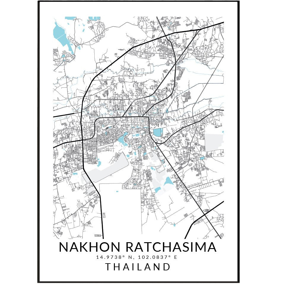 Nakhon Ratchasima Thailand Map Print - 98typesAsia Maps