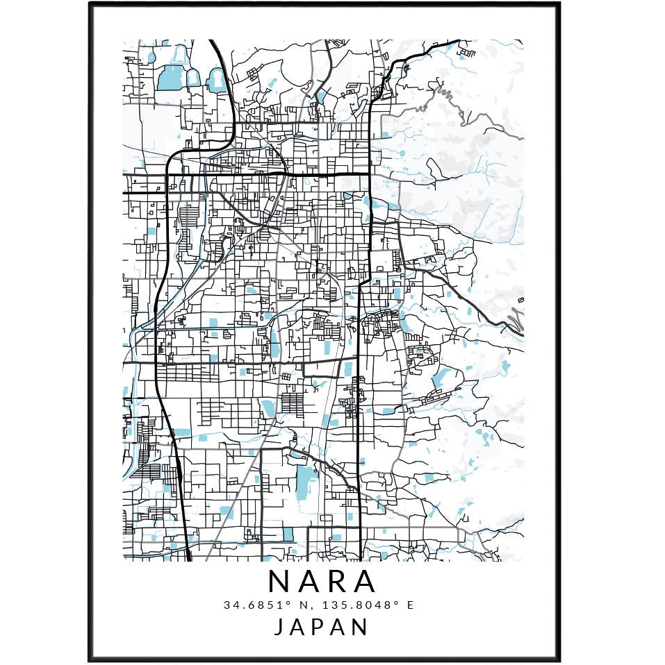 Nara Japan Map Print - 98typesAsia Maps