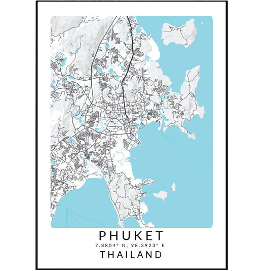 Phuket Thailand Map Print - 98typesAsia Maps