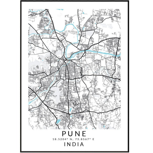 Pune India Map Print - 98typesAsia Maps