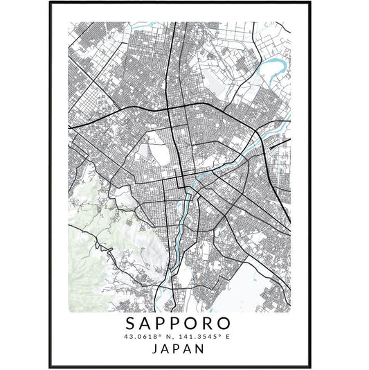 Sapporo Japan Map Print - 98typesAsia Maps