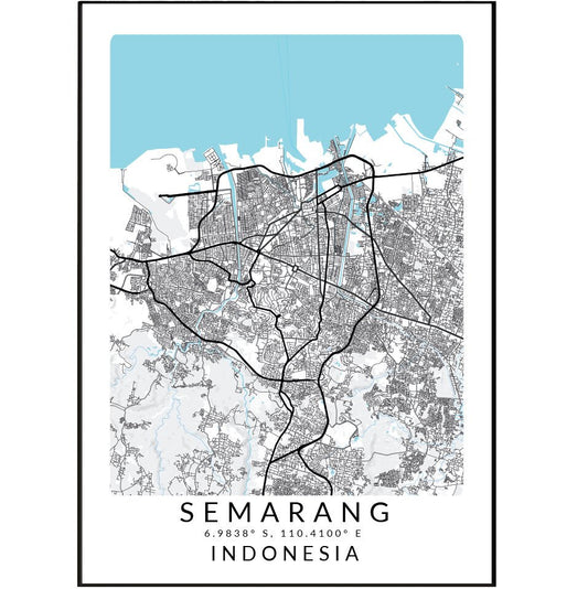 Semarang Indonesia Map Print - 98typesAsia Maps