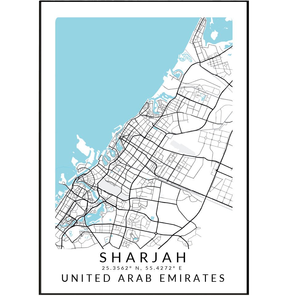 Sharjah United Arab Emirates Map Print - 98typesAsia Maps