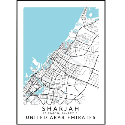 Sharjah United Arab Emirates Map Print - 98typesAsia Maps