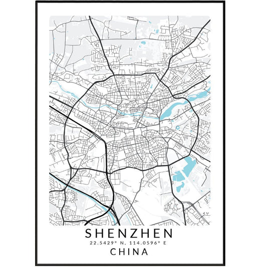 Shenzhen China Map Print - 98typesAsia Maps