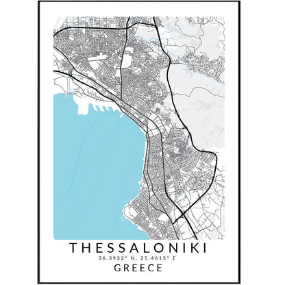 Thessaloniki Greece Map Print - 98typesAsia Maps