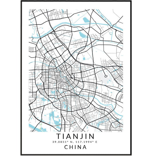 Tianjin China Map Print - 98typesAsia Maps