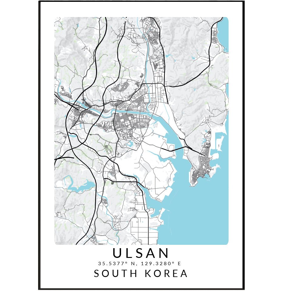 Ulsan South Korea Map Print - 98typesAsia Maps
