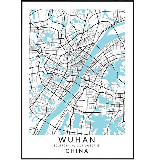 Wuhan China Map Print - 98typesAsia Maps